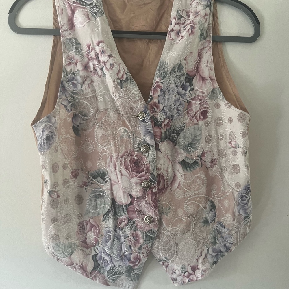 Floral Button-Up Tank Top - Pink and Purple